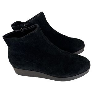 Lucky Brand‎ Womens Karmeya Leather Suede Ankle Boots  Black Platform Wedge 7.5